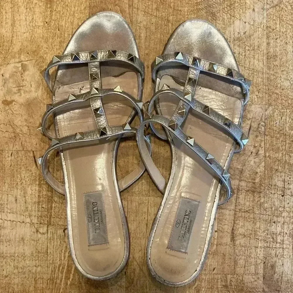 Valentino Women's Silver Studded Sandals